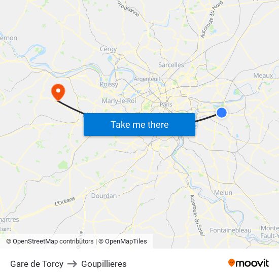 Gare de Torcy to Goupillieres map