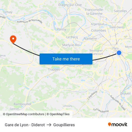 Gare de Lyon - Diderot to Goupillieres map