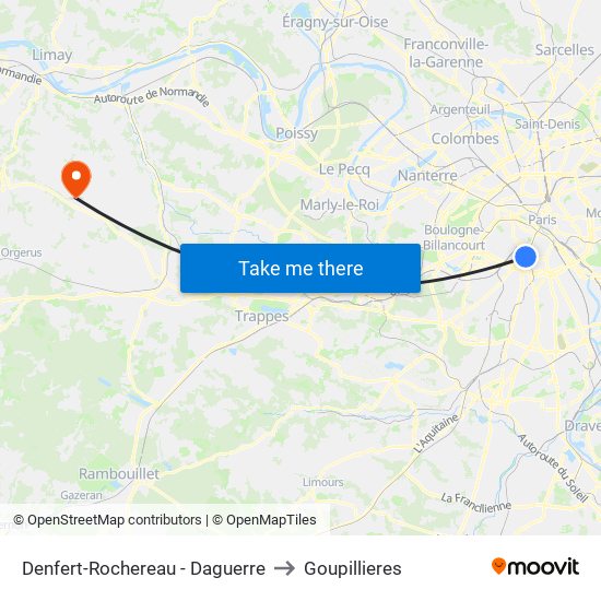Denfert-Rochereau - Daguerre to Goupillieres map