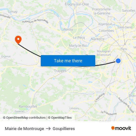 Mairie de Montrouge to Goupillieres map