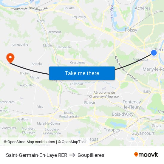 Saint-Germain-En-Laye RER to Goupillieres map