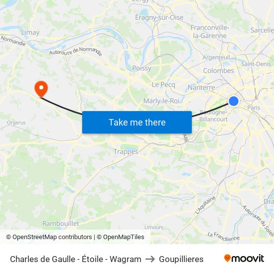 Charles de Gaulle - Étoile - Wagram to Goupillieres map
