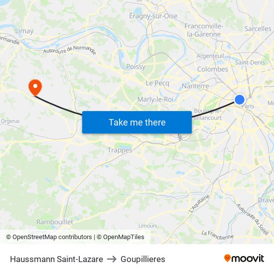 Haussmann Saint-Lazare to Goupillieres map