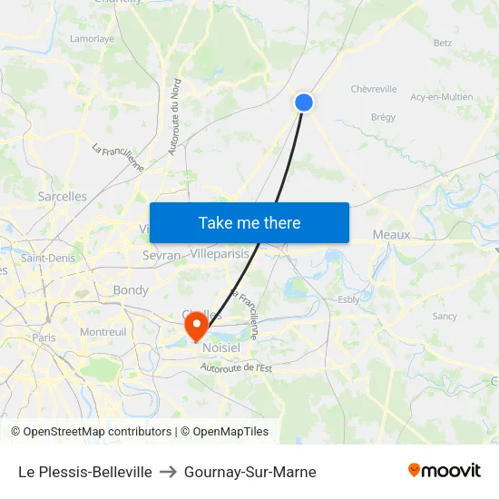 Le Plessis-Belleville to Gournay-Sur-Marne map