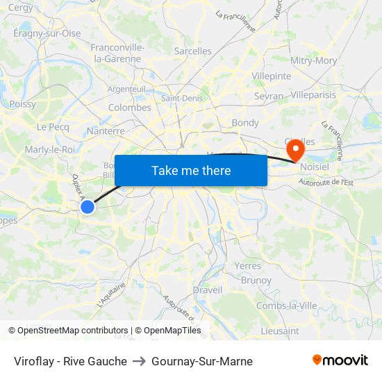 Viroflay - Rive Gauche to Gournay-Sur-Marne map