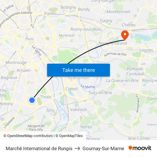 Marché International de Rungis to Gournay-Sur-Marne map