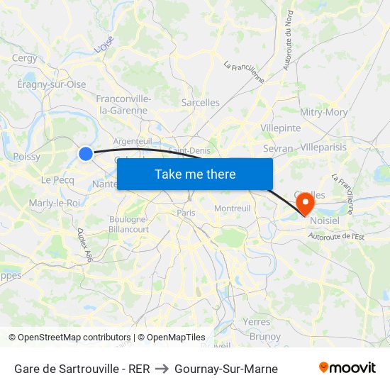 Gare de Sartrouville - RER to Gournay-Sur-Marne map