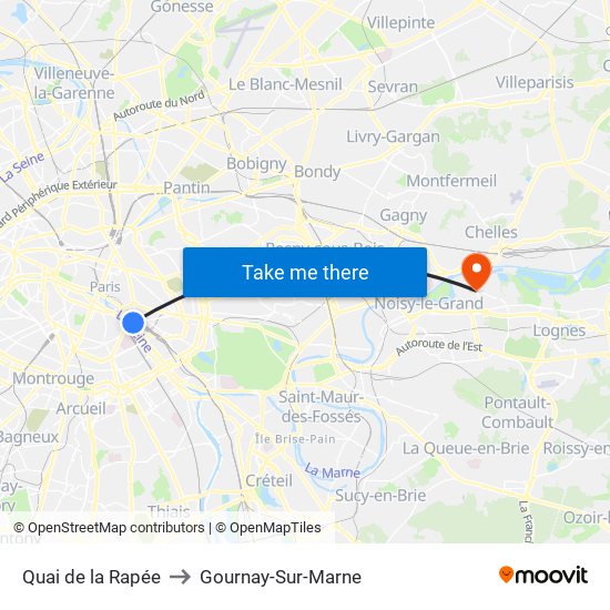 Quai de la Rapée to Gournay-Sur-Marne map