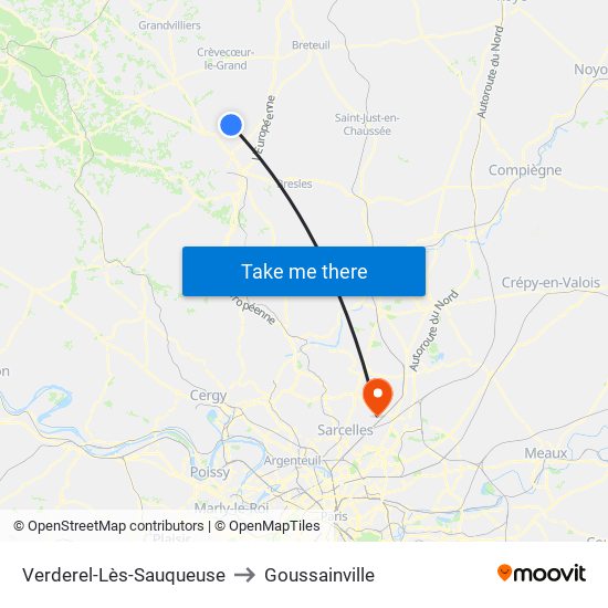 Verderel-Lès-Sauqueuse to Goussainville map