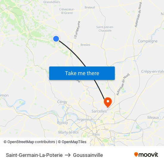 Saint-Germain-La-Poterie to Goussainville map