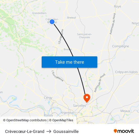 Crèvecœur-Le-Grand to Goussainville map