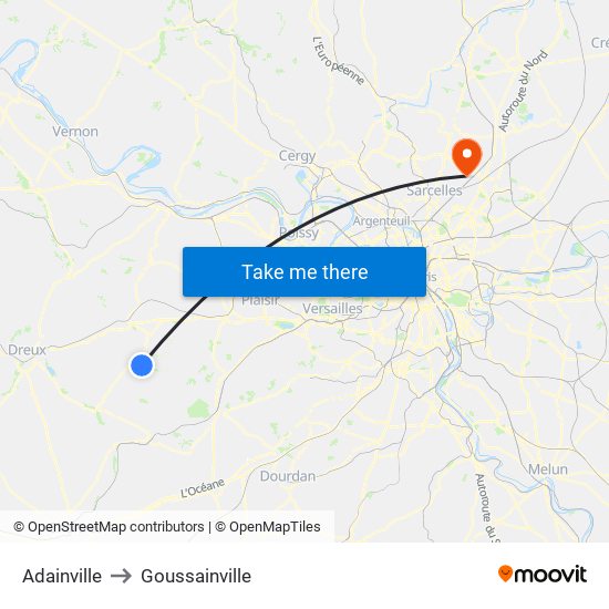 Adainville to Goussainville map