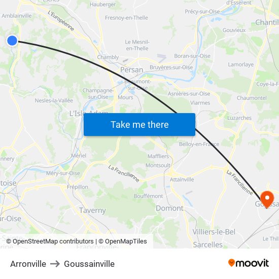 Arronville to Goussainville map