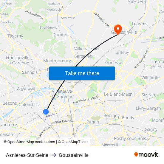 Asnieres-Sur-Seine to Goussainville map