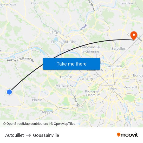 Autouillet to Goussainville map