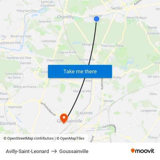Avilly-Saint-Leonard to Goussainville map