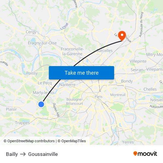 Bailly to Goussainville map