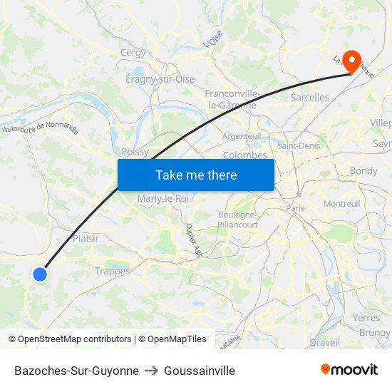 Bazoches-Sur-Guyonne to Goussainville map