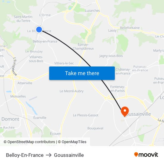 Belloy-En-France to Goussainville map