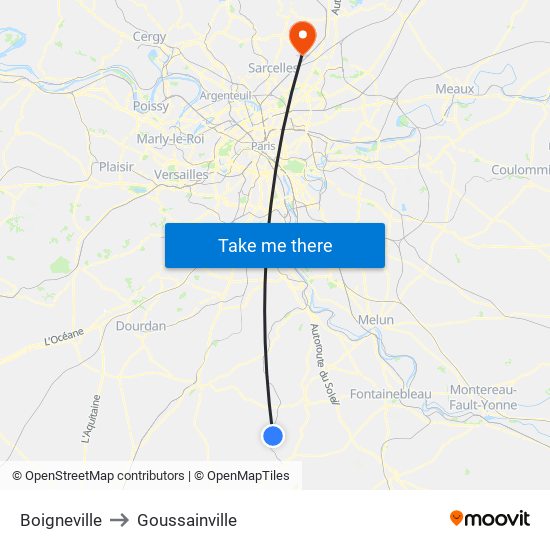 Boigneville to Goussainville map