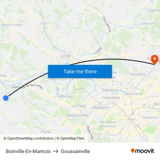 Boinville-En-Mantois to Goussainville map