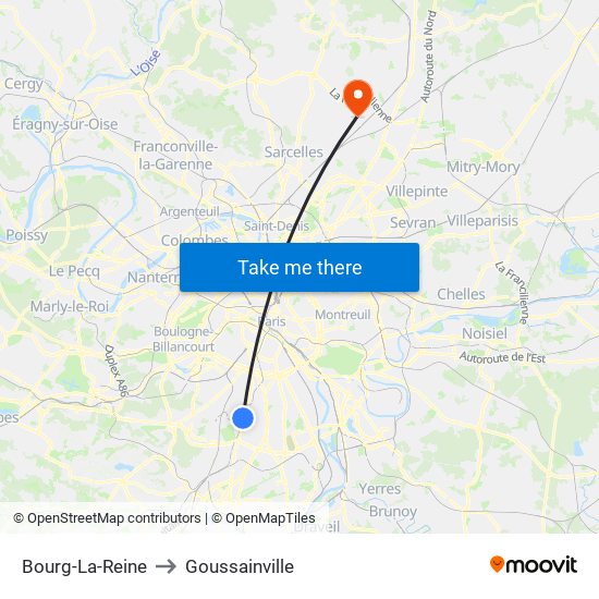 Bourg-La-Reine to Goussainville map