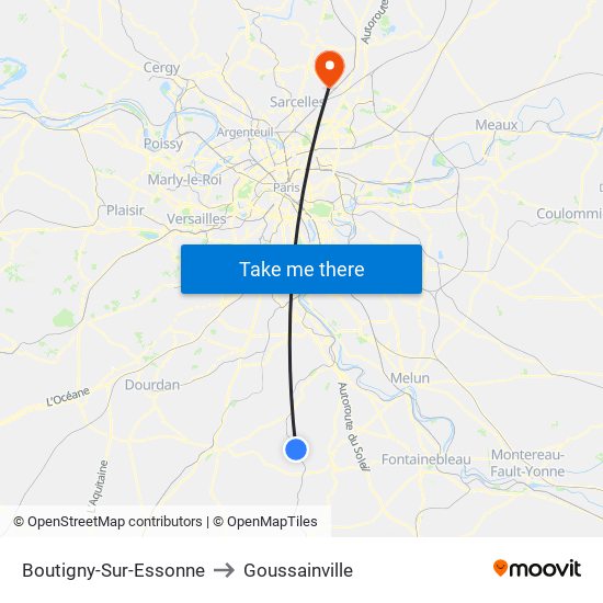 Boutigny-Sur-Essonne to Goussainville map