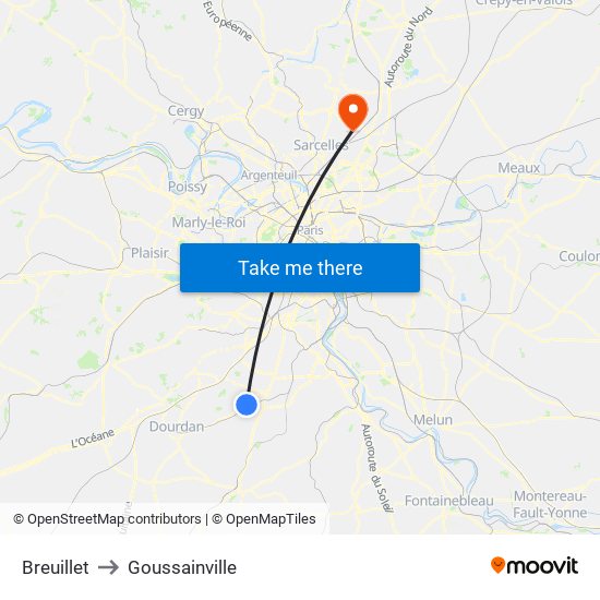 Breuillet to Goussainville map