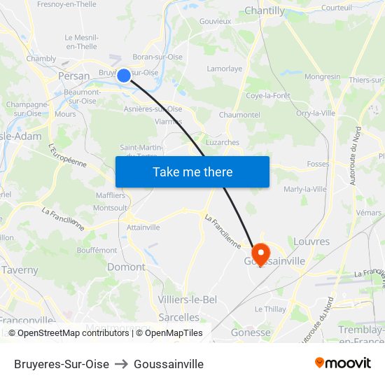 Bruyeres-Sur-Oise to Goussainville map