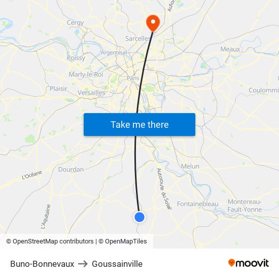 Buno-Bonnevaux to Goussainville map