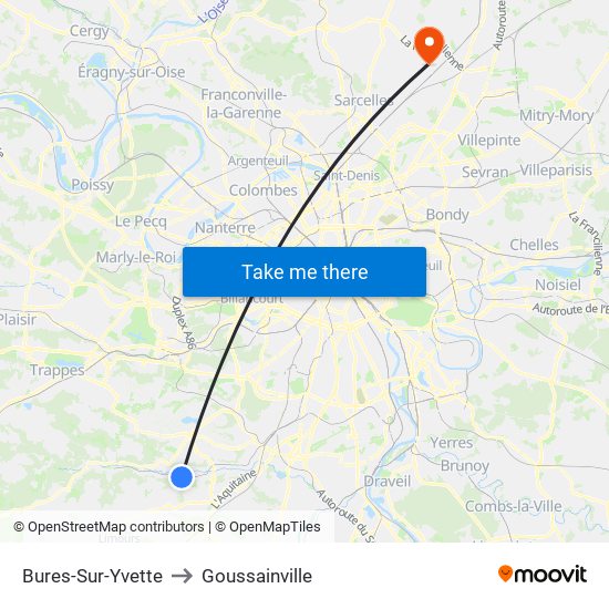 Bures-Sur-Yvette to Goussainville map