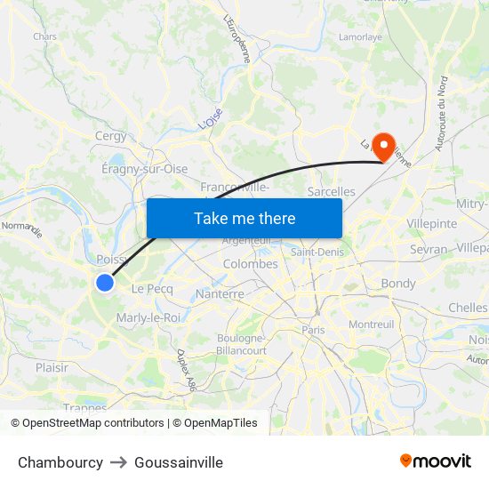 Chambourcy to Goussainville map