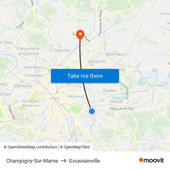 Champigny-Sur-Marne to Goussainville map