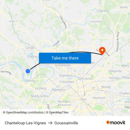 Chanteloup-Les-Vignes to Goussainville map