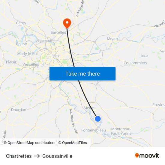 Chartrettes to Goussainville map