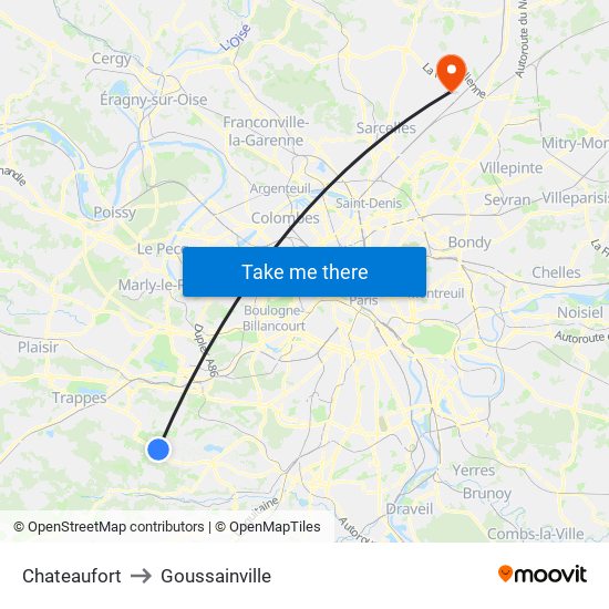 Chateaufort to Goussainville map