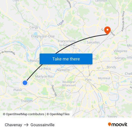 Chavenay to Goussainville map