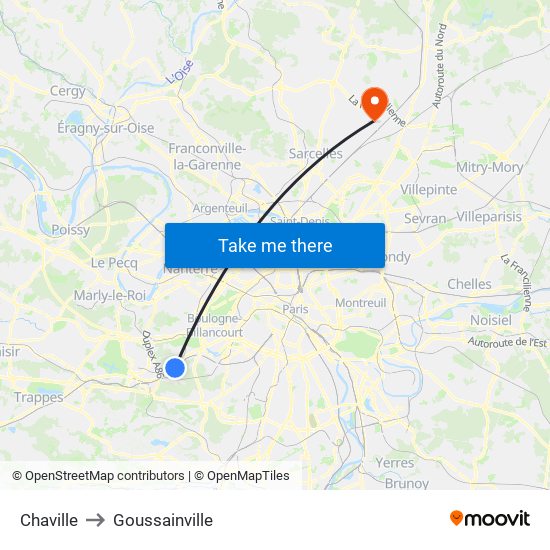 Chaville to Goussainville map