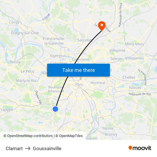 Clamart to Goussainville map