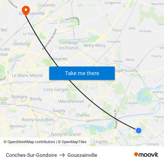 Conches-Sur-Gondoire to Goussainville map