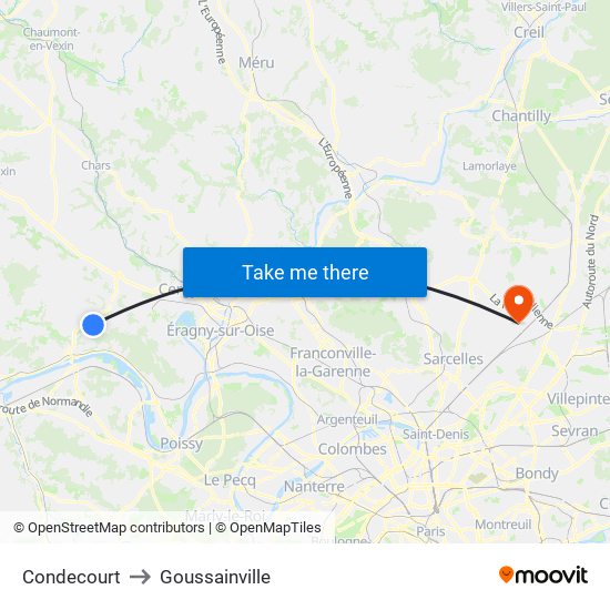 Condecourt to Goussainville map