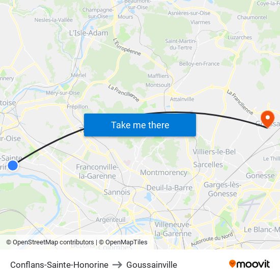 Conflans-Sainte-Honorine to Goussainville map