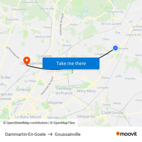 Dammartin-En-Goele to Goussainville map