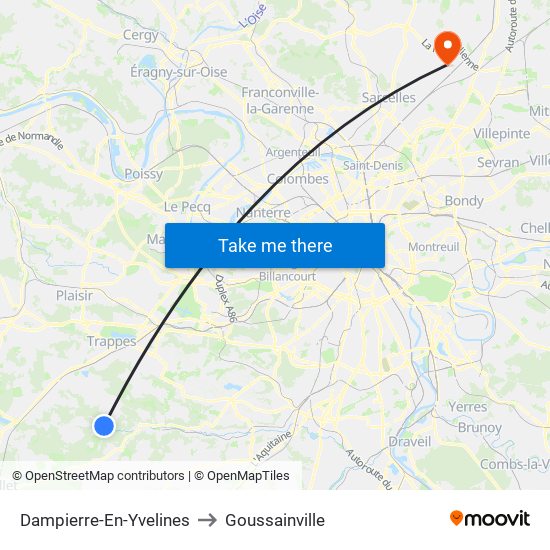 Dampierre-En-Yvelines to Goussainville map