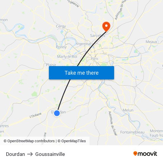 Dourdan to Goussainville map