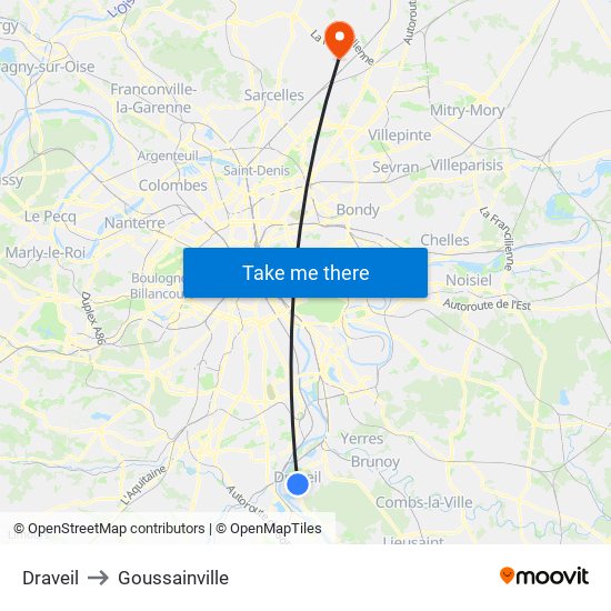 Draveil to Goussainville map