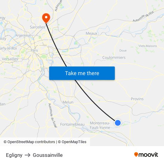 Egligny to Goussainville map