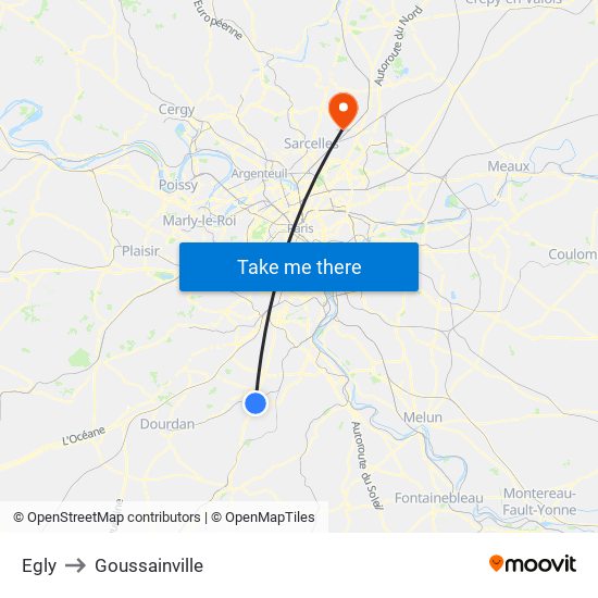 Egly to Goussainville map