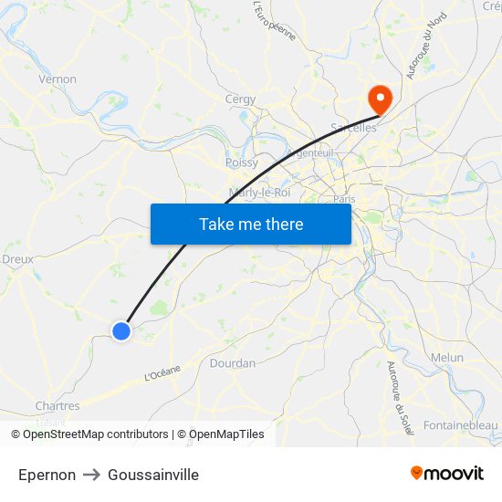 Epernon to Goussainville map