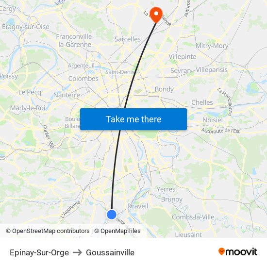 Epinay-Sur-Orge to Goussainville map